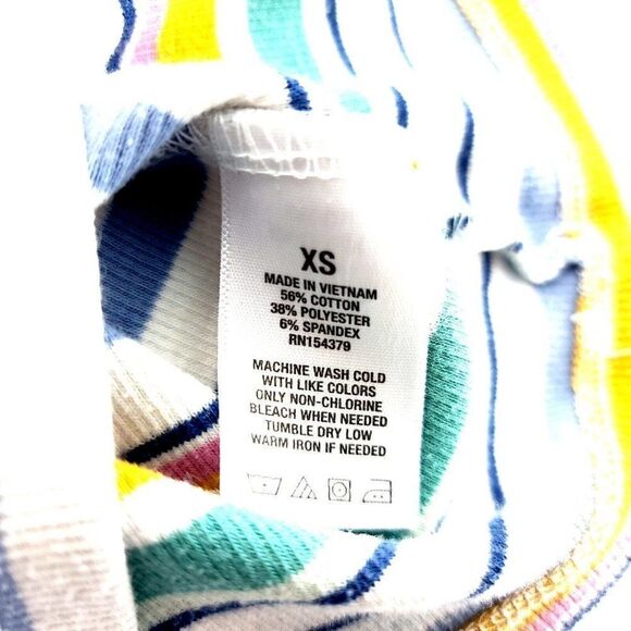 Aeropostale XS White Orange Green Blue Striped Tank Top 1/4 Zip Cotton Polyester - Picture 5 of 5